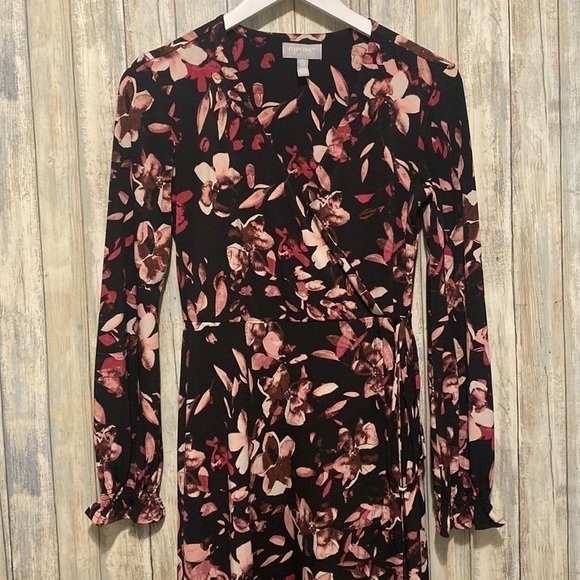 Ellen Tracy Collection Floral Mock Wrap Dress | Long Sleeve | Size - Picture 5 of 12